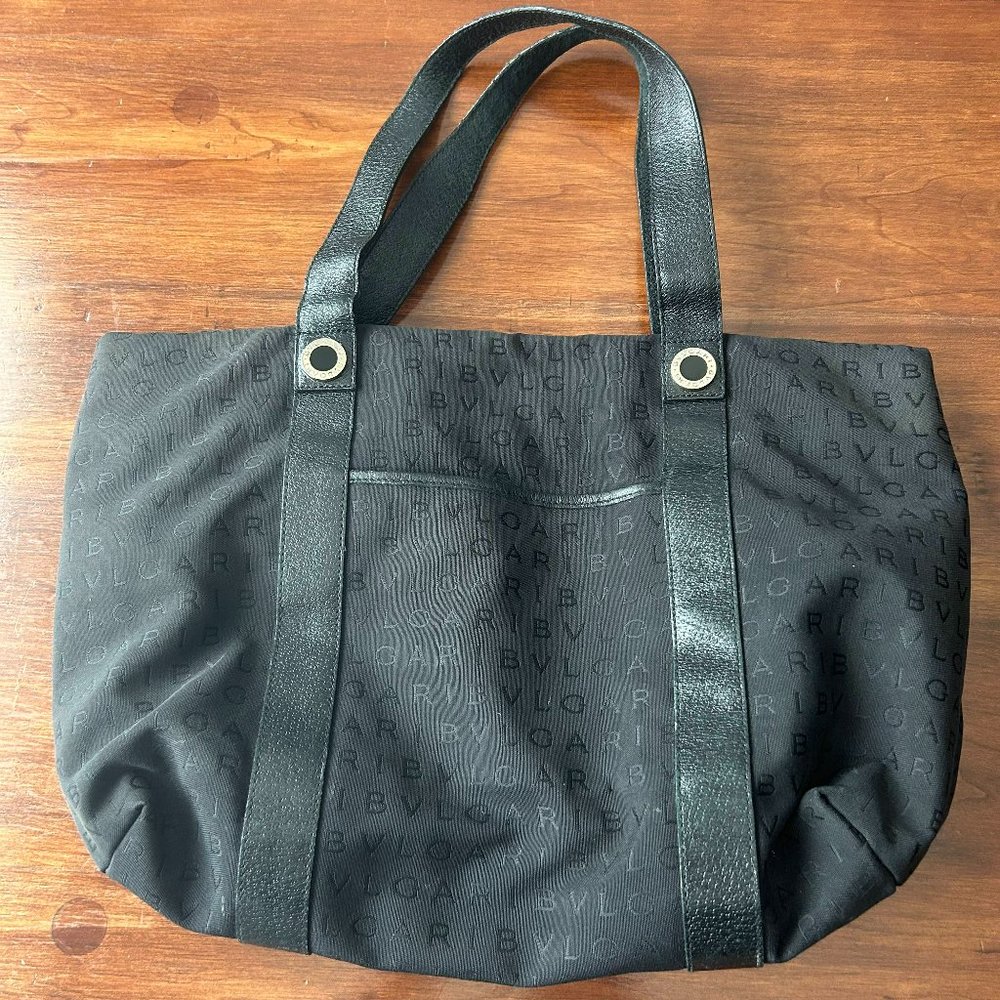 Vintage BVLGARI Logomania Tote Bag - Black